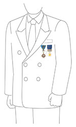 瑞宝小綬章と藍綬褒章の男性の着用例